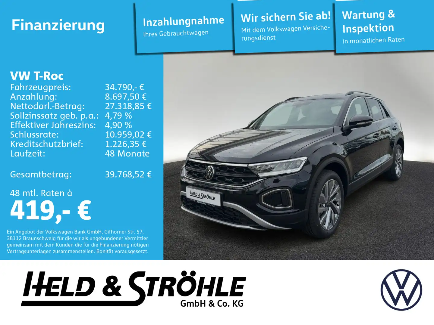 Volkswagen T-Roc GOAL 1.5l DSG AHK RFK Anschlussgarantie Schwarz - 1