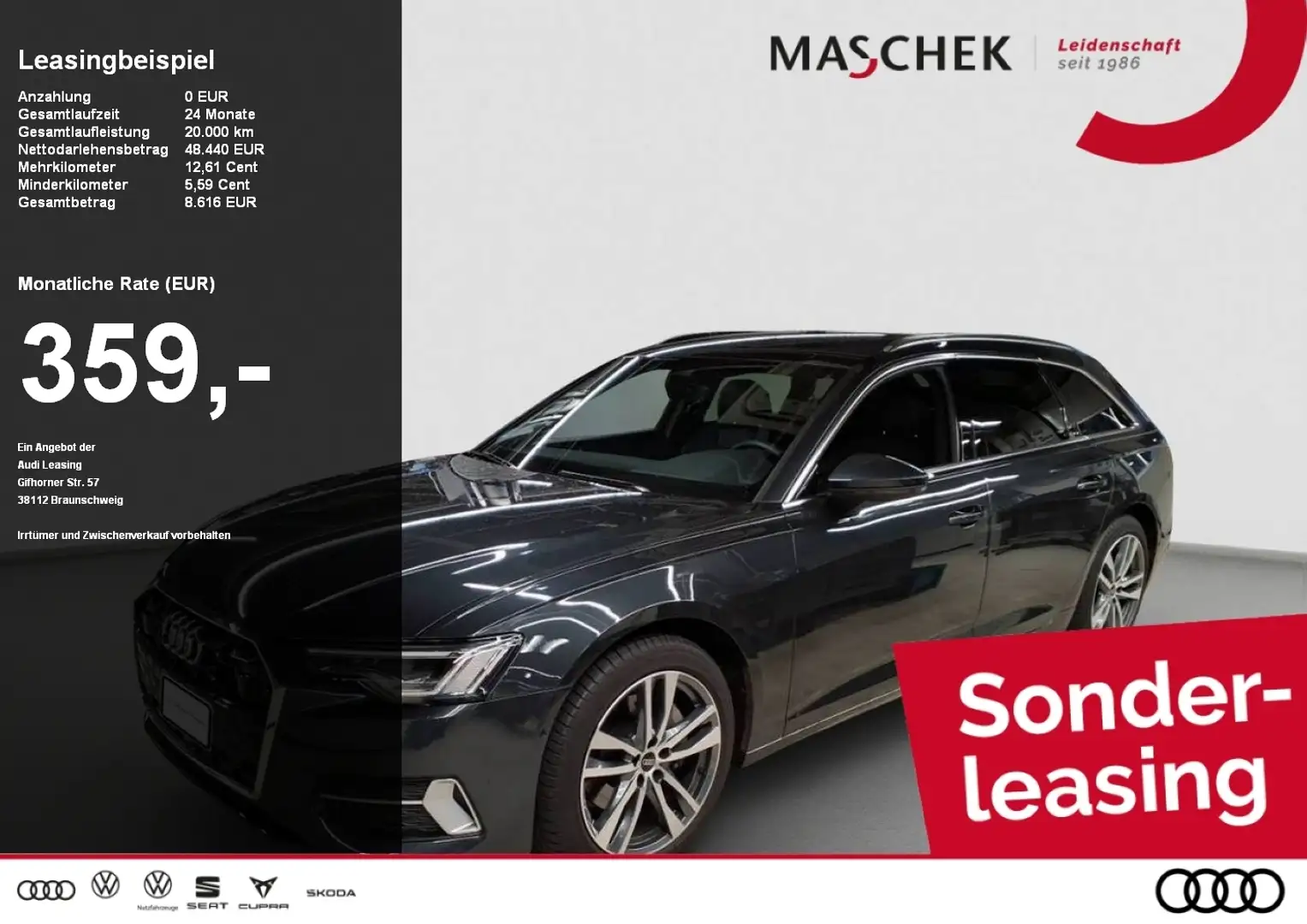 Audi A6 Avant S line 45 TFSI S tronic AHK ACC LM19 Sitzh P Grau - 1