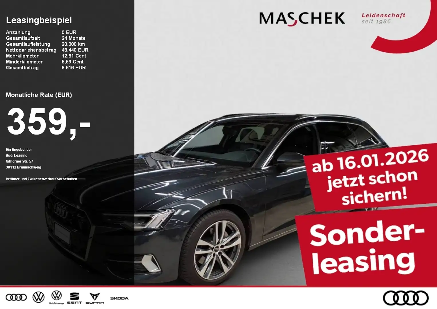 Audi A6 Avant S line 45 TFSI S tronic AHK ACC LM19 Sitzh P Grau - 1
