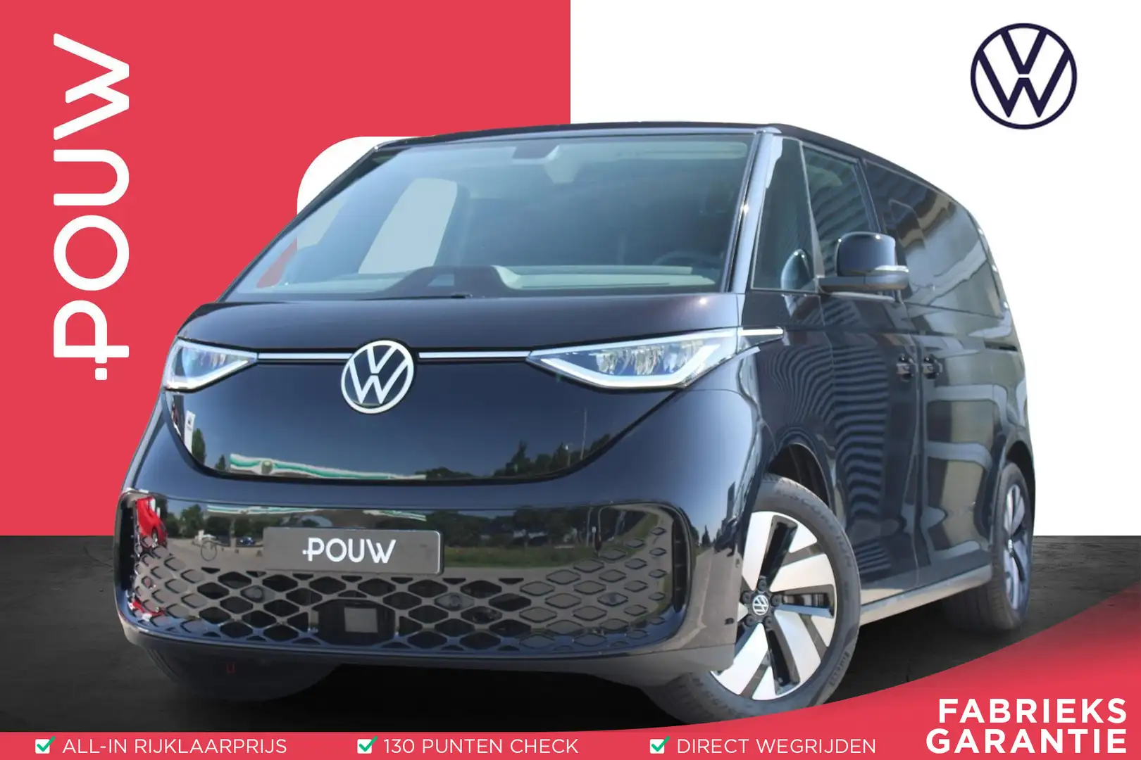 Volkswagen ID. Buzz 286pk Pro 86 kWh 7-Zits Lang | SoH 100% | Elek. Sc Zwart - 1
