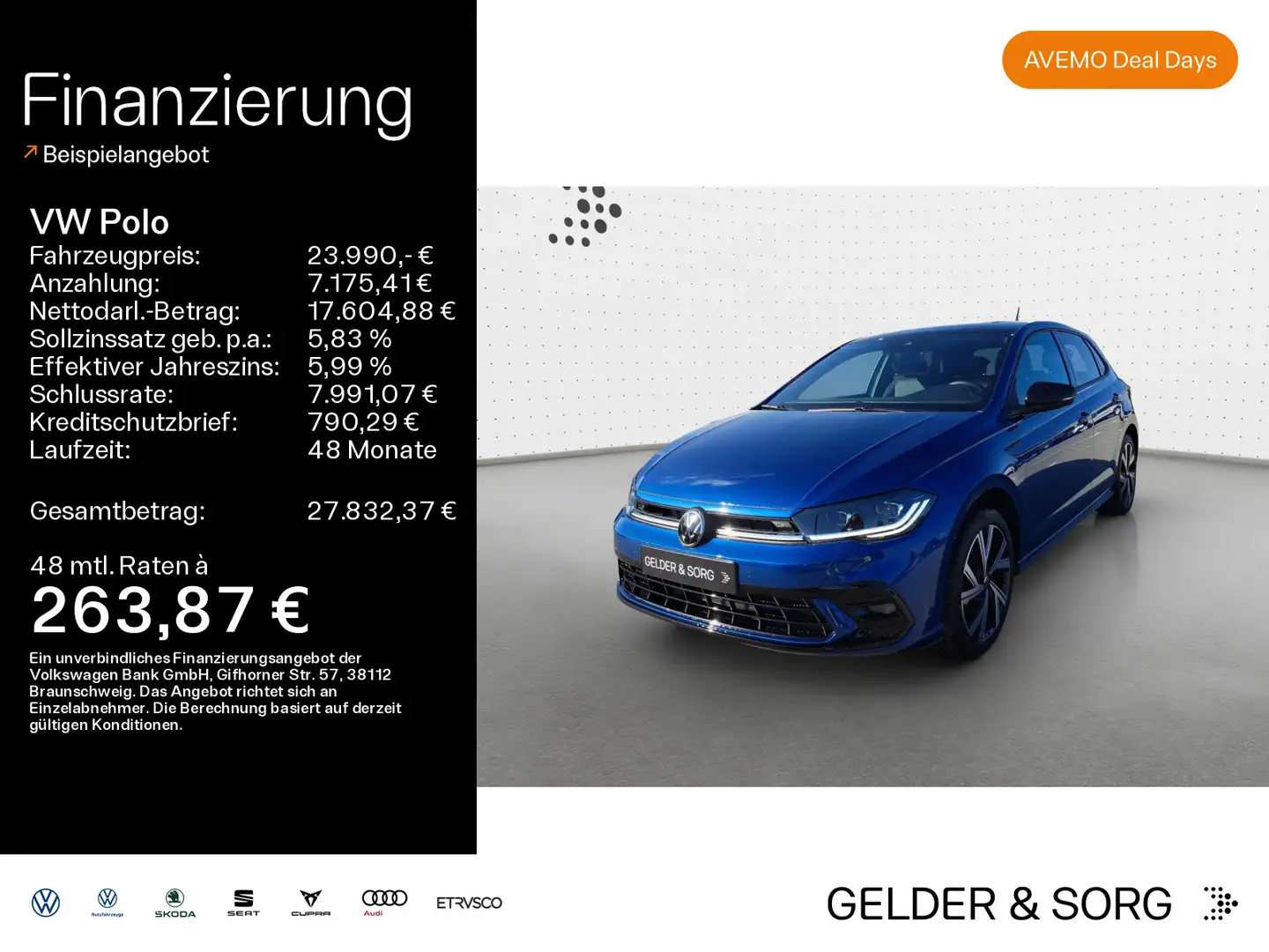 Volkswagen Polo 1.0 TSI R-Line|IQ.LIGHT|ACC|NAVI|LED|SHZ| Blau - 1