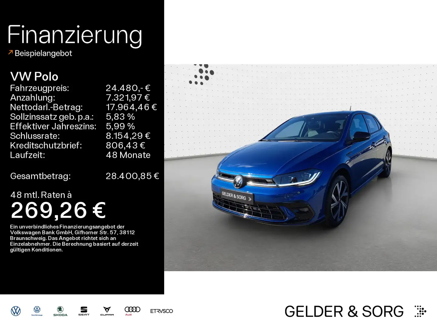 Volkswagen Polo 1.0 TSI R-Line|IQ.LIGHT|ACC|NAVI|LED|SHZ| Blau - 1