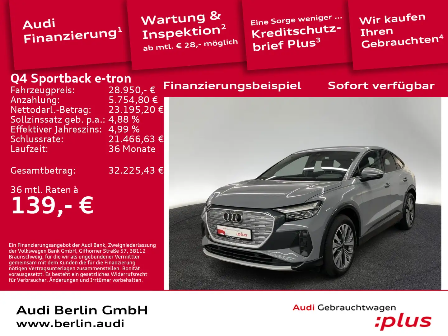 Audi Q4 e-tron Q4 Sportback 40 e-tron AHK LED NAVI RFK Grau - 1