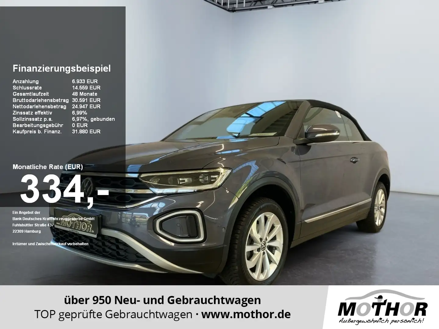 Volkswagen T-Roc Cabriolet Style 1.5 TSI DSG ACC PDC Navi Grau - 1
