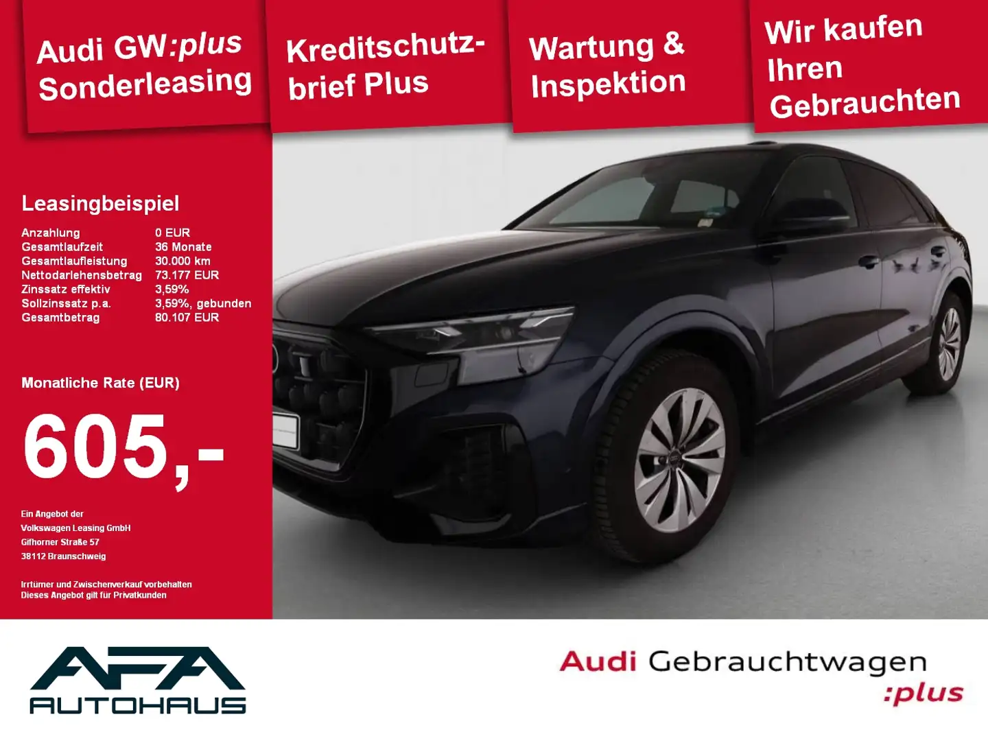 Audi Q8 50 TDI quattro tiptr. Luft*Pano*AHK*360°*LM21 Blau - 1