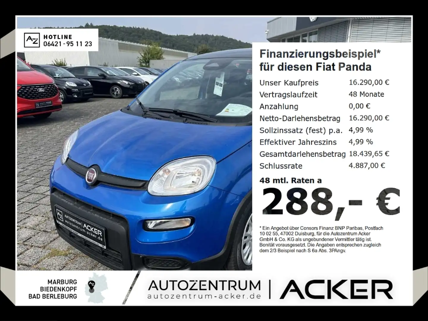 Fiat Panda NEU 1.0 GSE Hybrid DAB Klima City-Paket Blau - 1