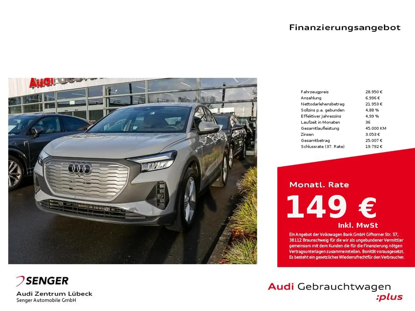 Audi Q4 e-tron Sportback 35 Nav PDC SHZ Carplay Grau - 1