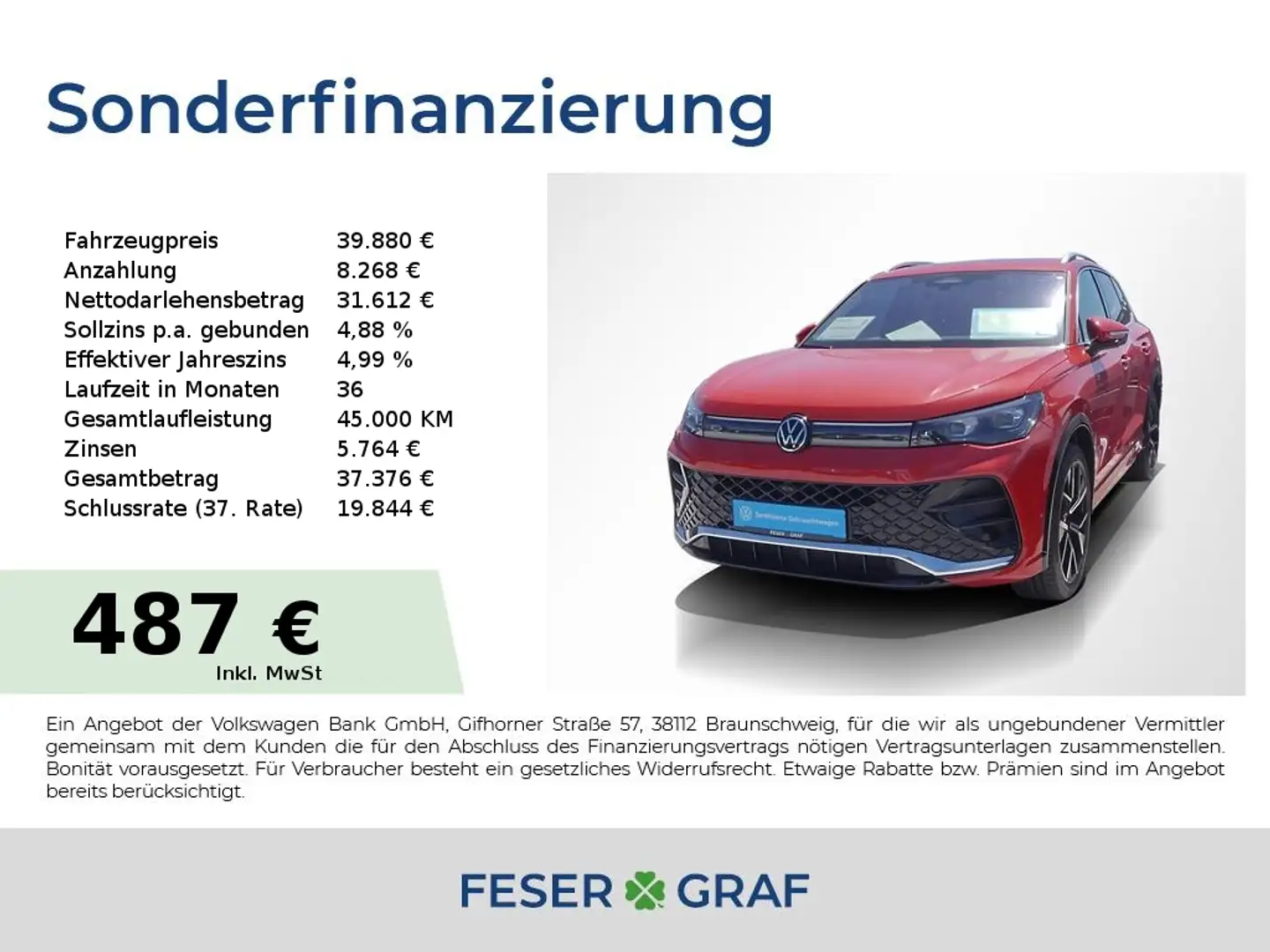 Volkswagen Tiguan 1.5 eTSI R-Line DSG AHK Matrix Navi Pano Rot - 1
