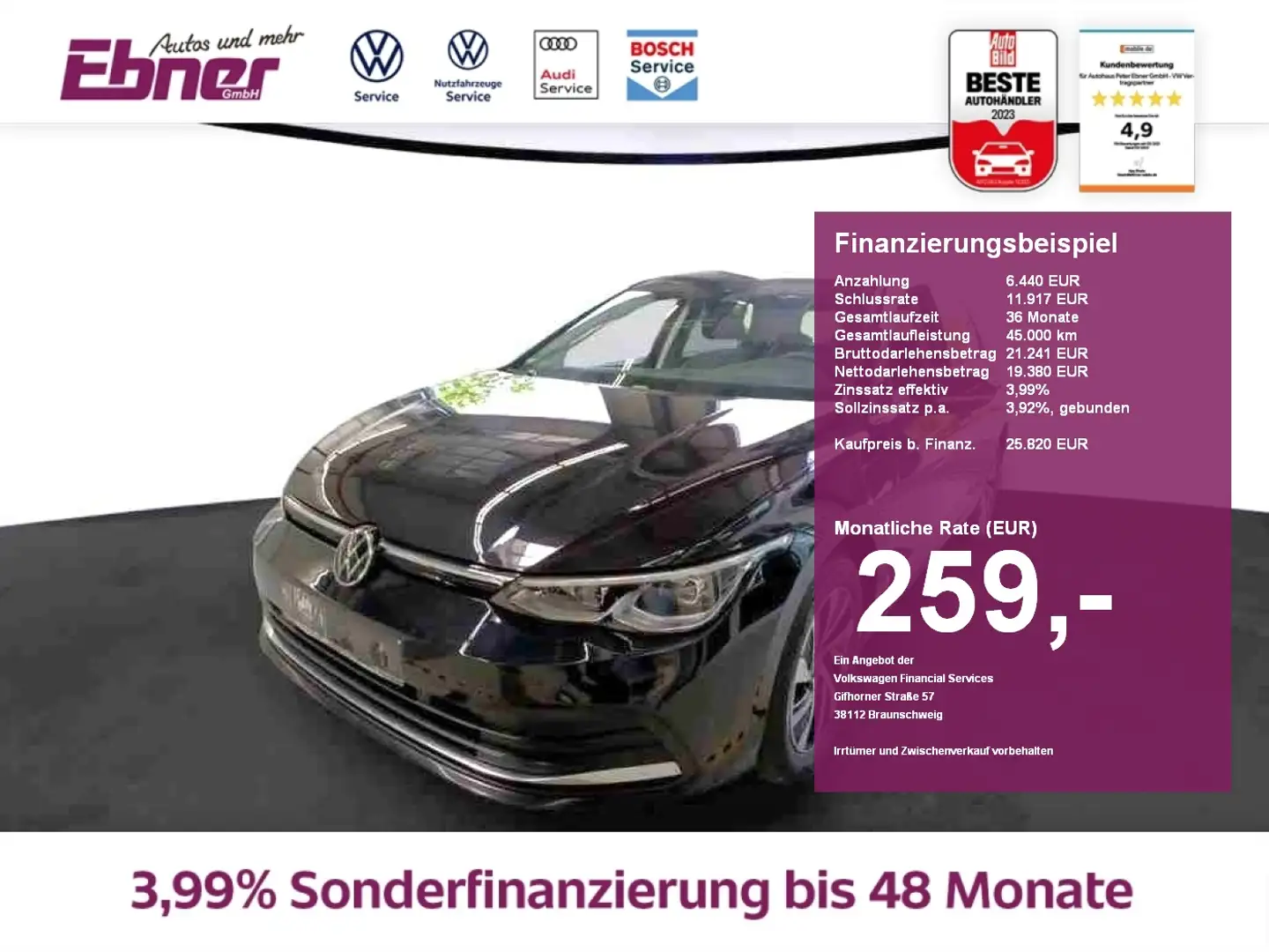 Volkswagen Golf VIII STYLE 204PS PHEV KAMERA+MEMORY+ACC+NAVI+APP+S Schwarz - 1
