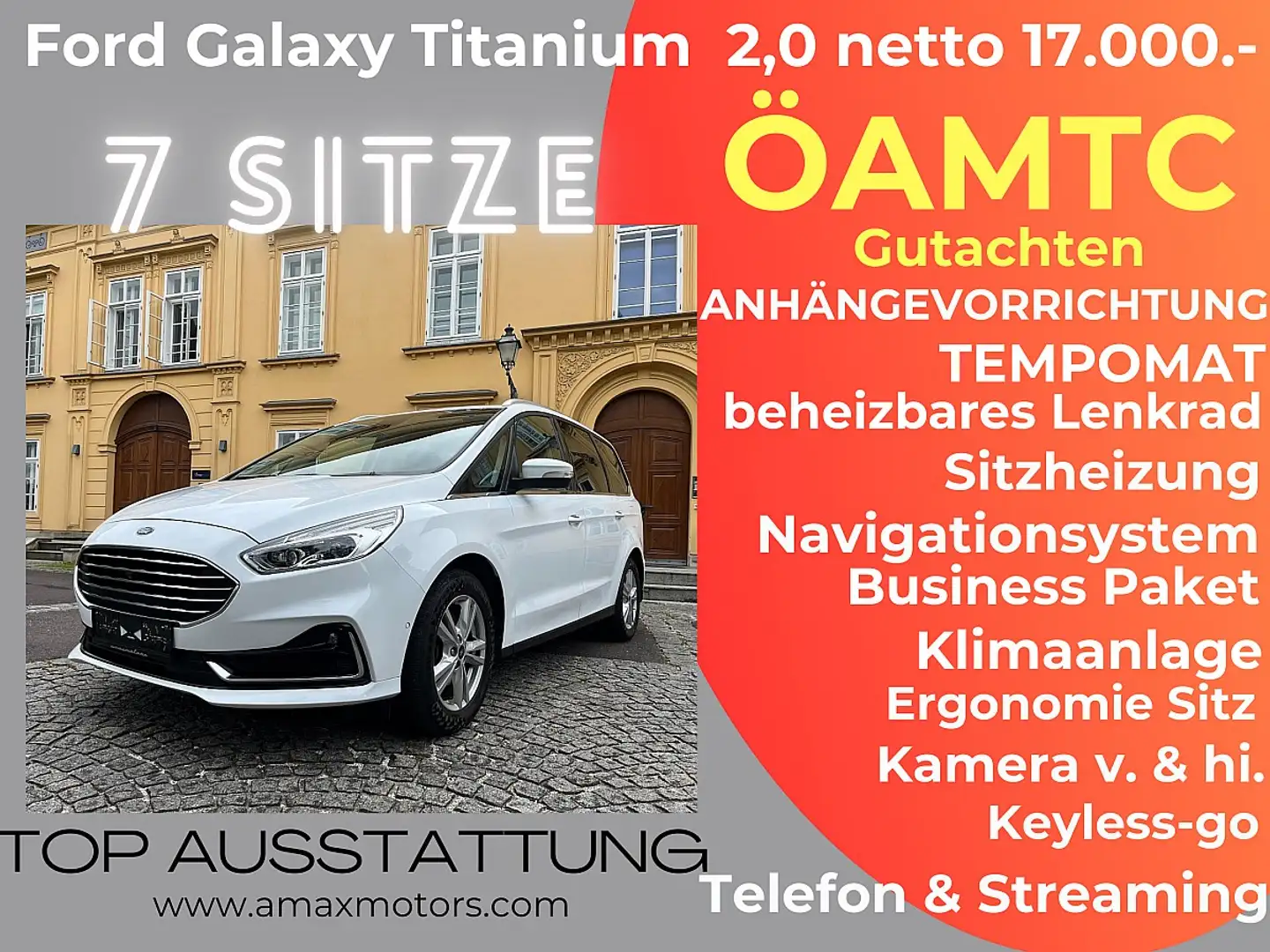 Ford Galaxy 2,0 EcoBlue SCR Titanium Aut. 7 SITZE , ÖAMTC G... Bianco - 1