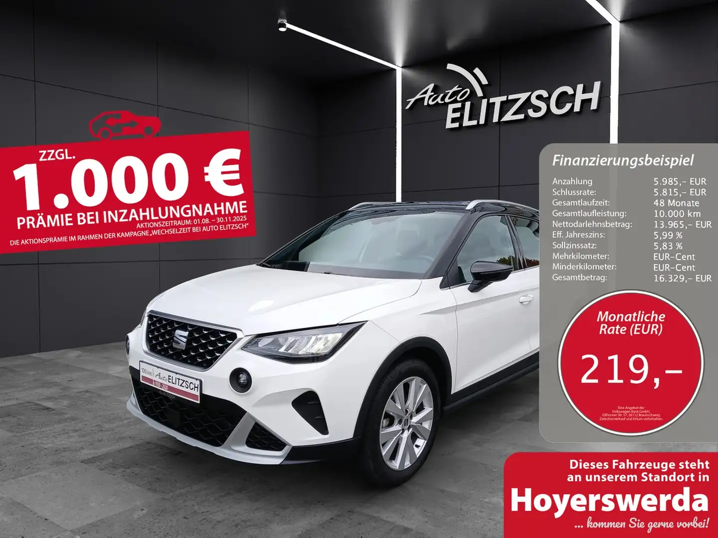 SEAT Arona TSI Xperience DSG LED AHK GRA PDC SH LM Weiß - 1
