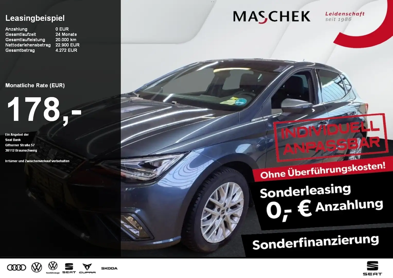 SEAT Ibiza Xcellence 1.0 TSI DSG Navi RearView LED Sitzh. Car Grau - 1