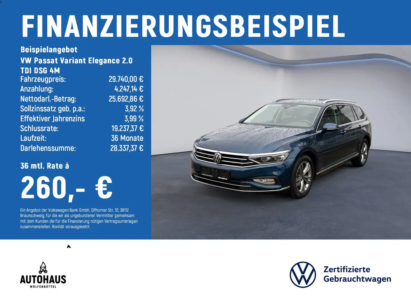 Volkswagen Passat Variant Elegance 2.0 TDI DSG 4M AHK PANO Blau - 2