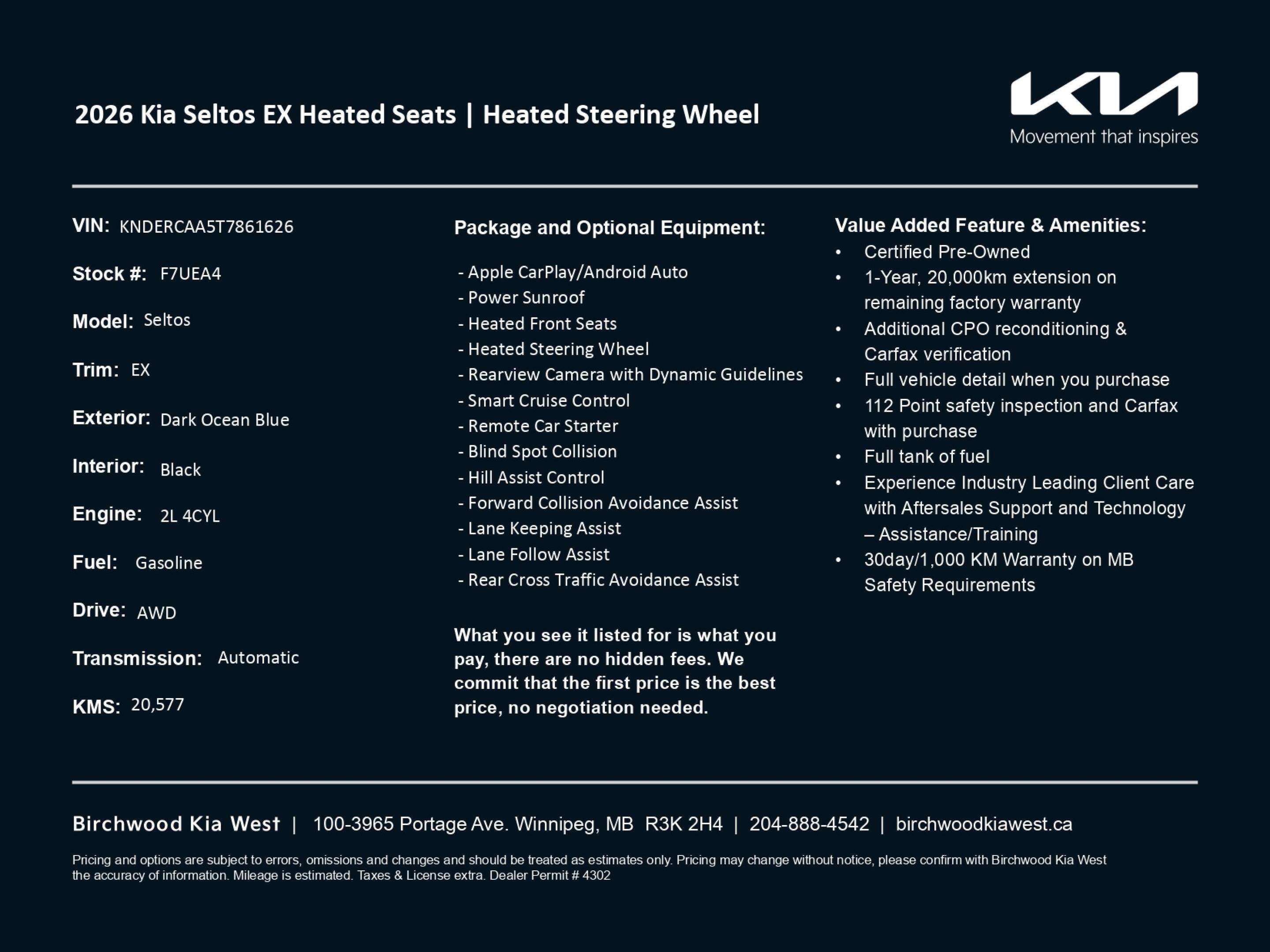 2026 Kia Seltos EX Heated Seats | Heated Steering Wheel | Clean CA — снимка 1