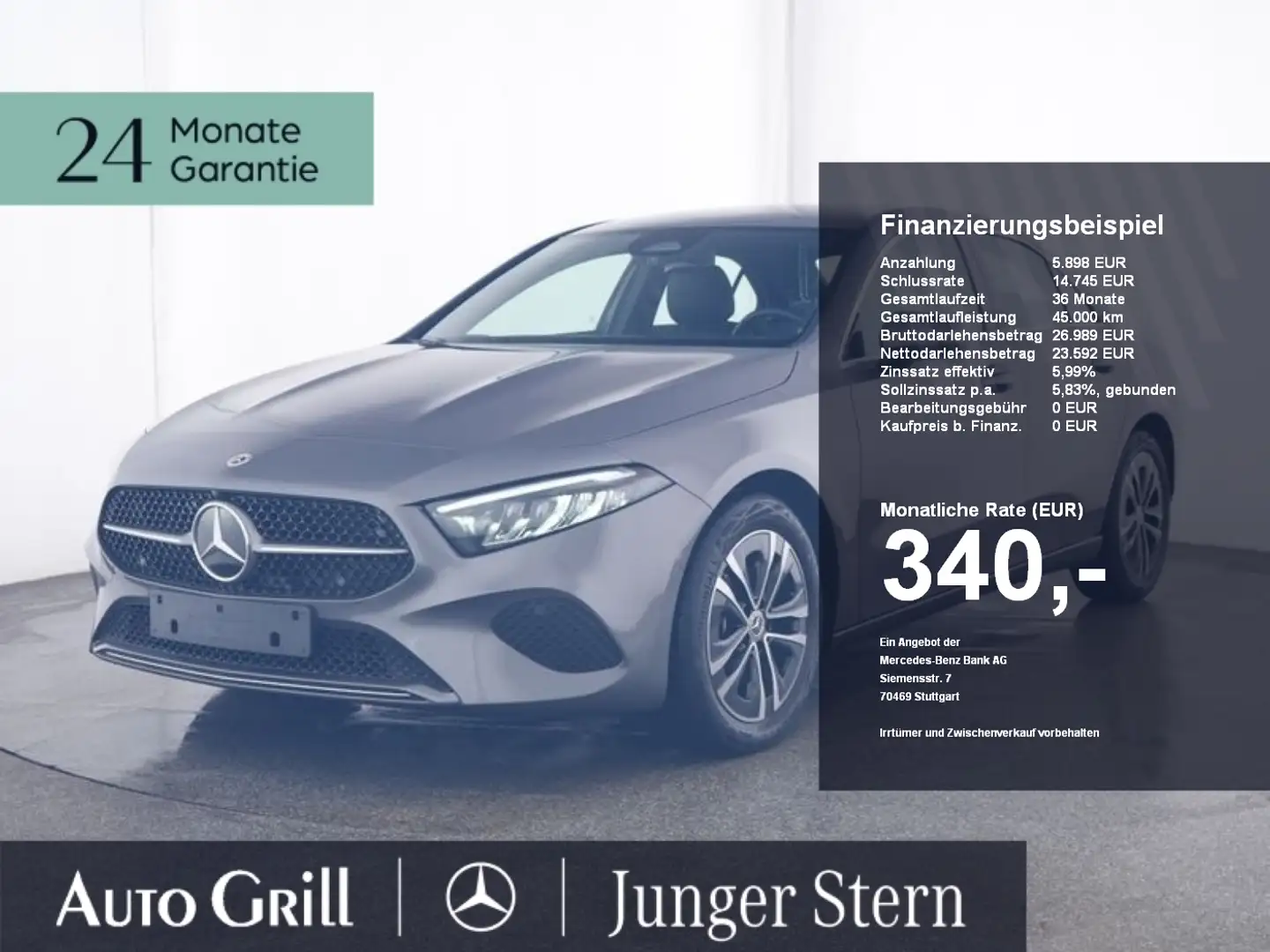 Mercedes-Benz A 180 Limousine Progressive Distronic oD 3317km MBUX LED Grijs - 1