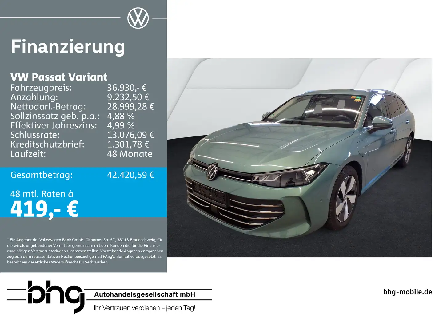 Volkswagen Passat Variant 1.5 e-Hybrid DSG Business Mode3 N Grün - 1