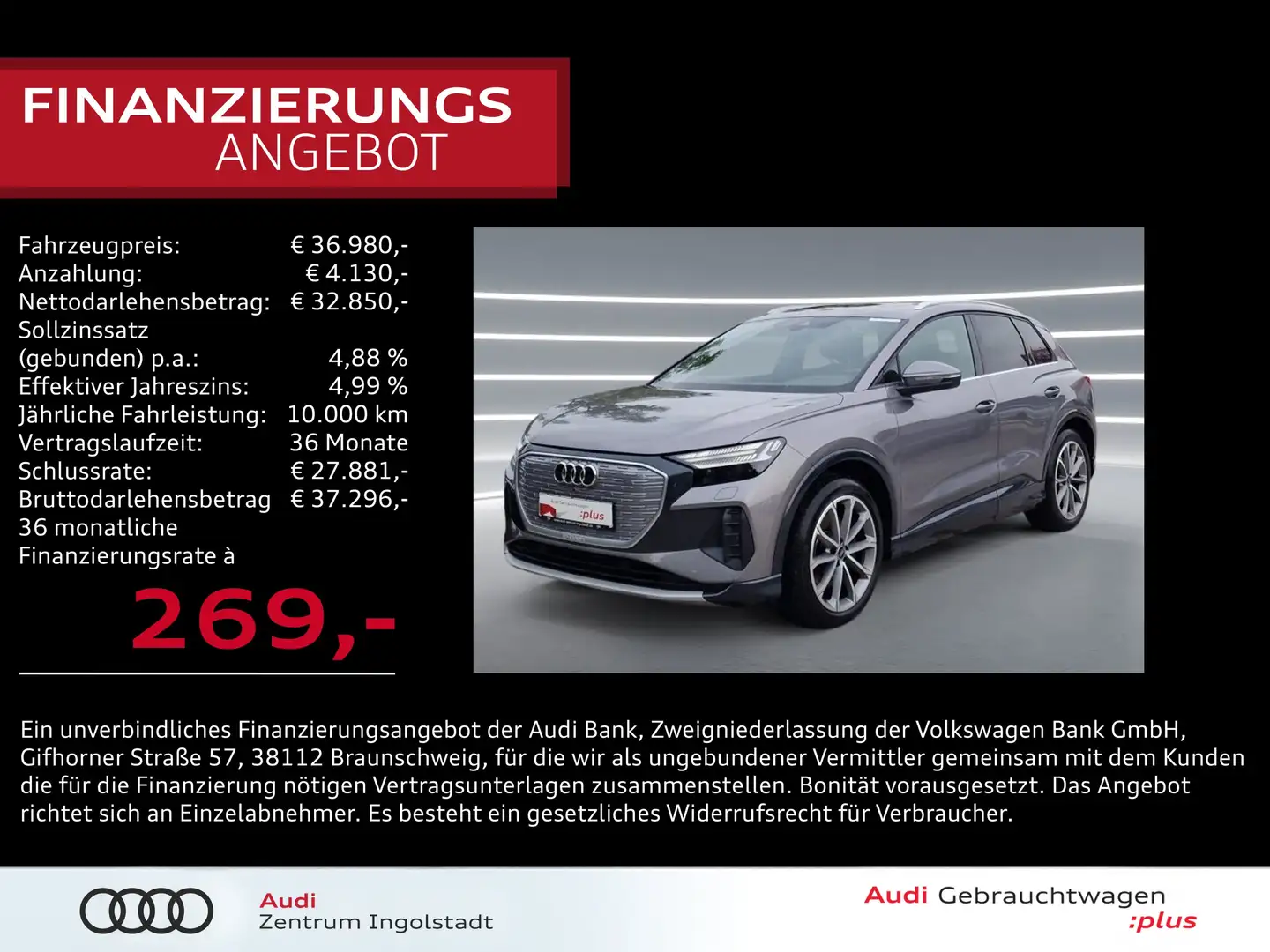 Audi Q4 e-tron 50 qu MATRIX Pano NAVI HuD ACC 20" Kam. Grigio - 1
