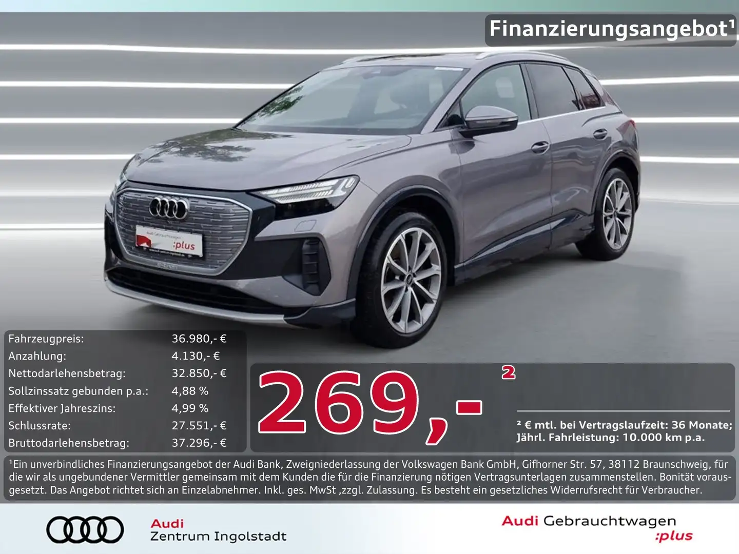 Audi Q4 e-tron 50 qu MATRIX Pano NAVI HuD ACC 20" Kam. Grau - 1