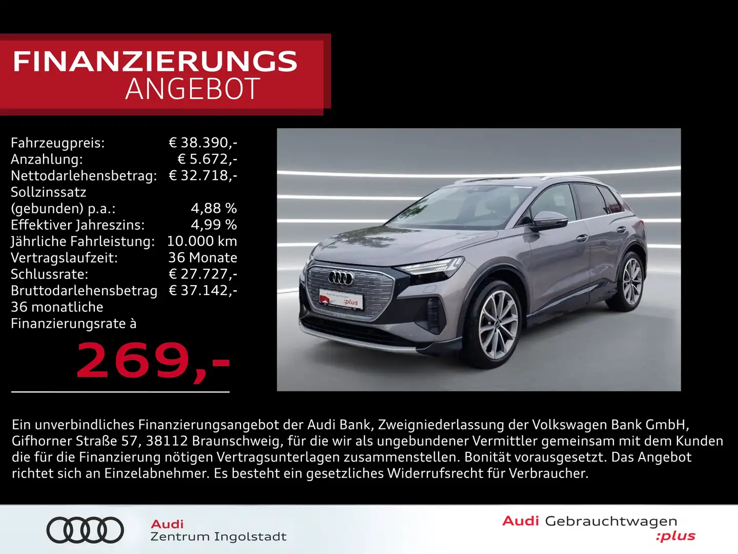 Audi Q4 e-tron 50 qu MATRIX Pano NAVI HuD ACC 20" Kam. Grau - 1