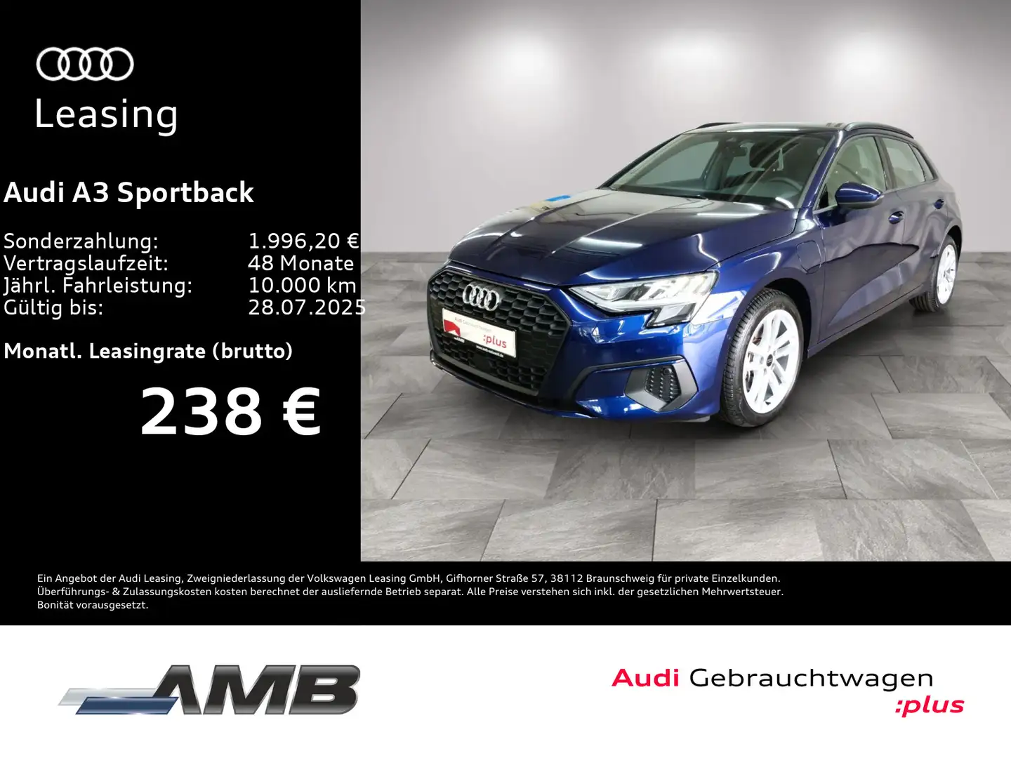 Audi A3 40 TFSI e LED/vC+/Nav+/RFK/03.29Gar Blauw - 1