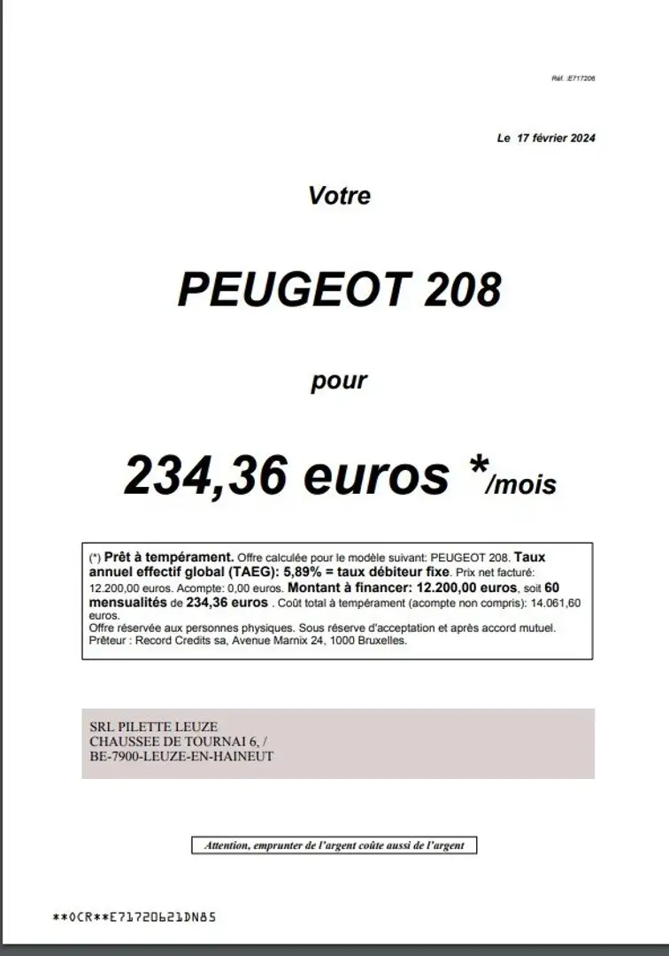 Peugeot 208 1.2i PureTech Active S*60x220.92€ Blanc - 2