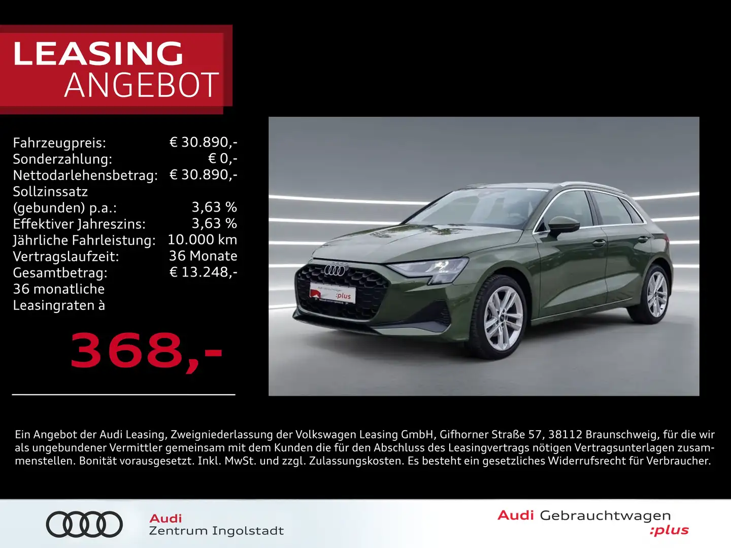 Audi A3 Sportback 35 TFSI NAVI virtual+ phone box 17" Grün - 1