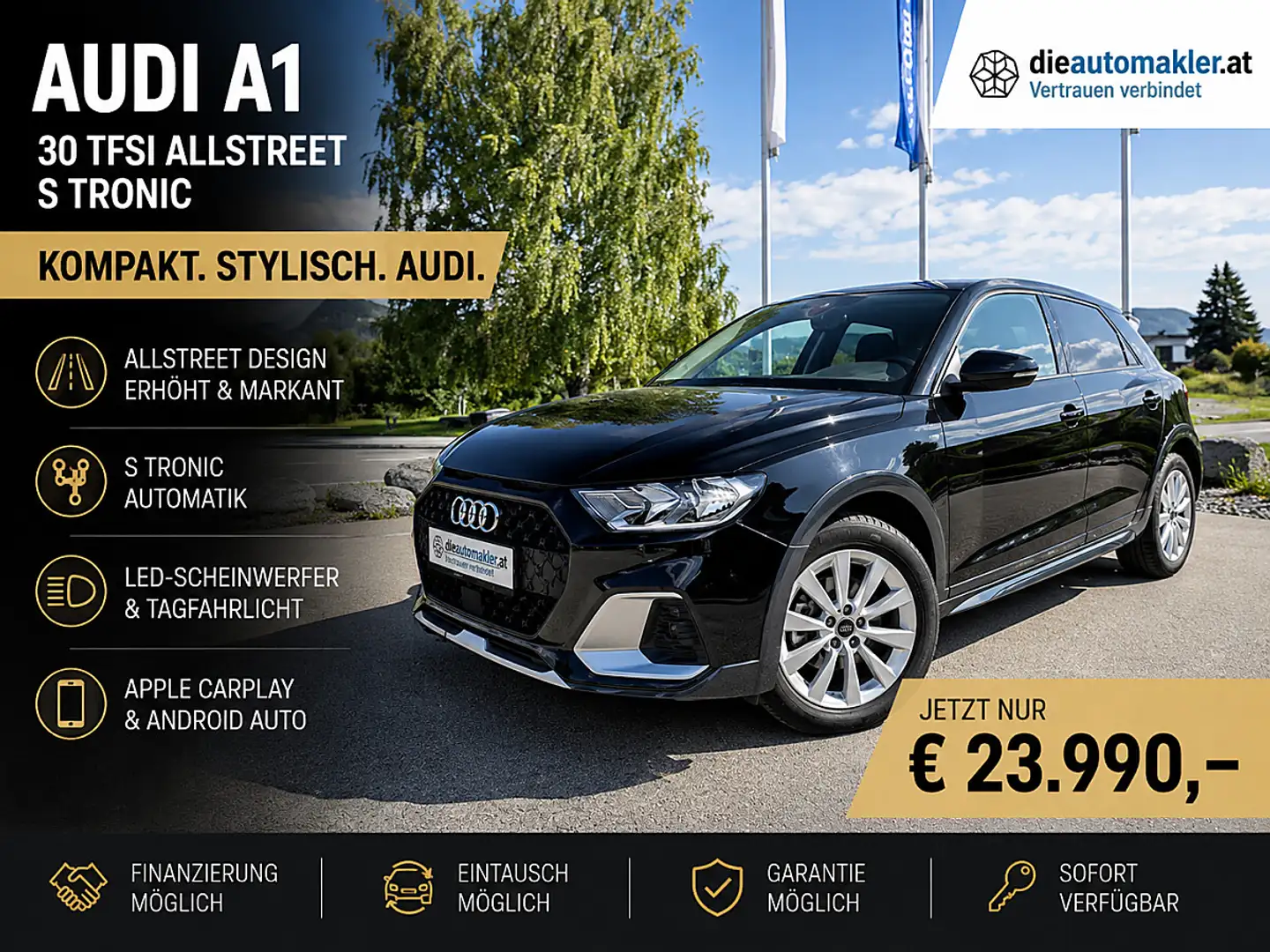 Audi A1 Allstreet S tronic | LED | CarPlay | Automatik Schwarz - 1