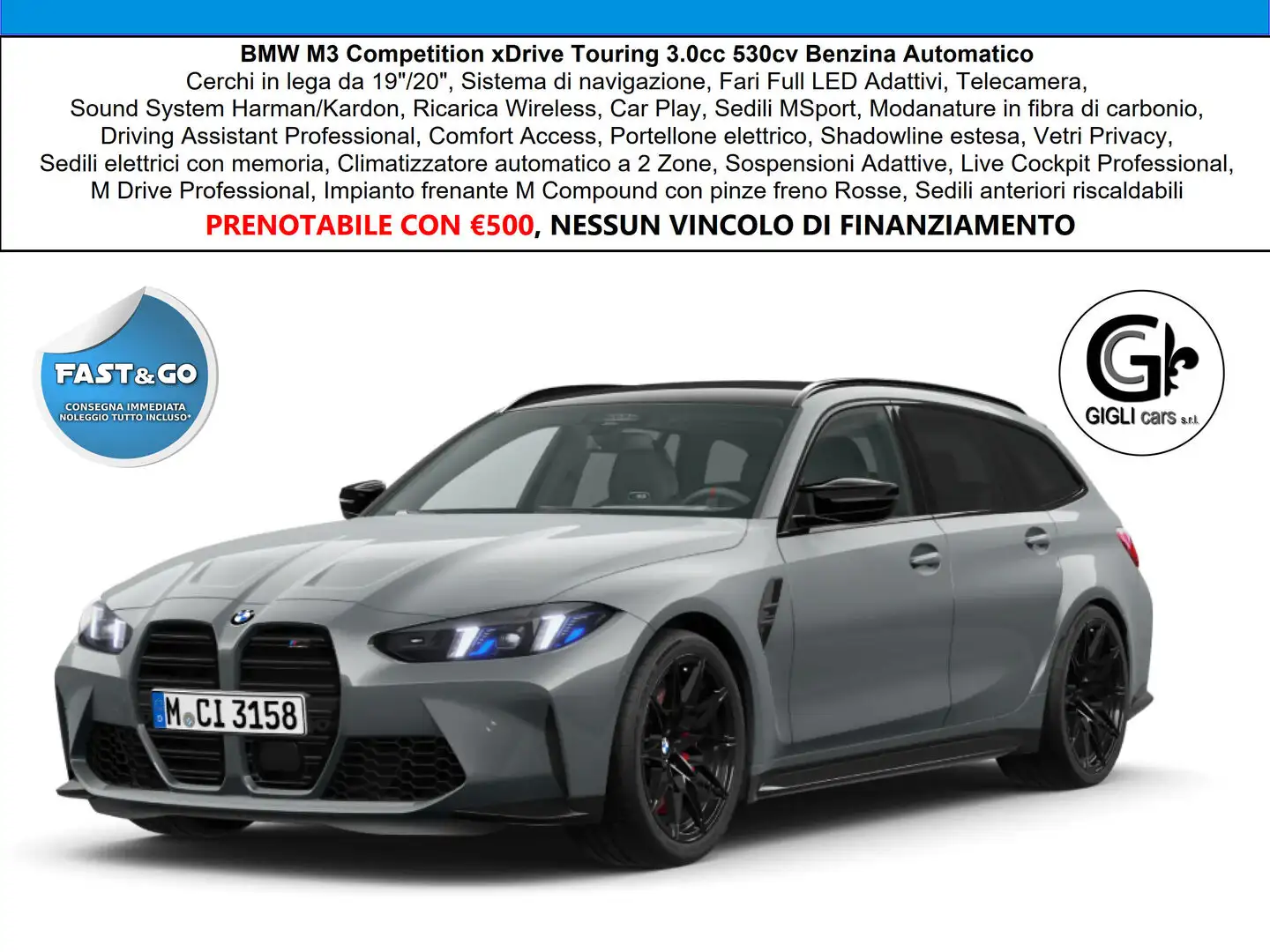 BMW M3 M3 Comp Touring xDrive Harman Kardon Carbonio Led siva - 1