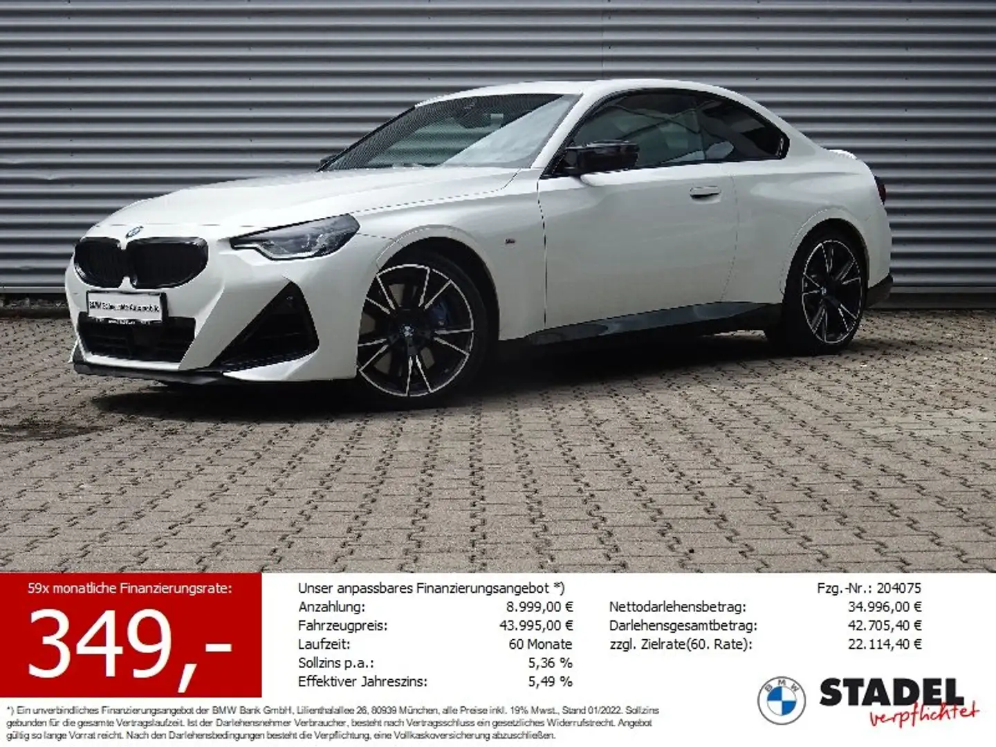 BMW 240 Mi xDrive M-Technik LivePro HiFi-h/k elGSD SH Weiß - 1