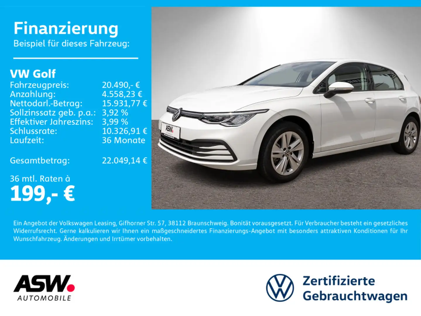 Volkswagen Golf Life 1.0 TSI DSG LED Navi PDC ACC SHZ VC Weiß - 1