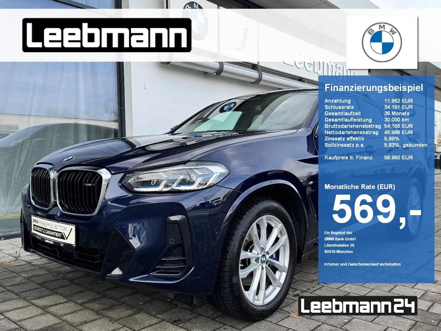 BMW X4 M 40d Pano/HUD/HK-HiFi GARANTIE bis 08/2028 Bleu - 1