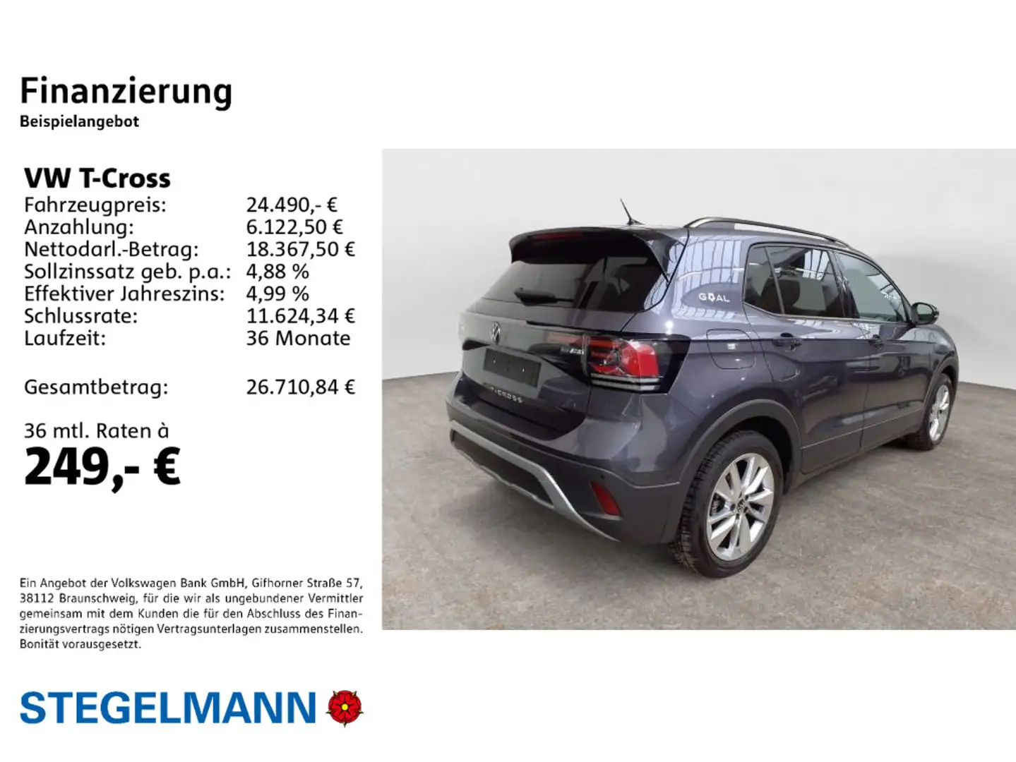 Volkswagen T-Cross 1.0 TSI DSG Goal *AHK*LED*Navi* Grau - 2