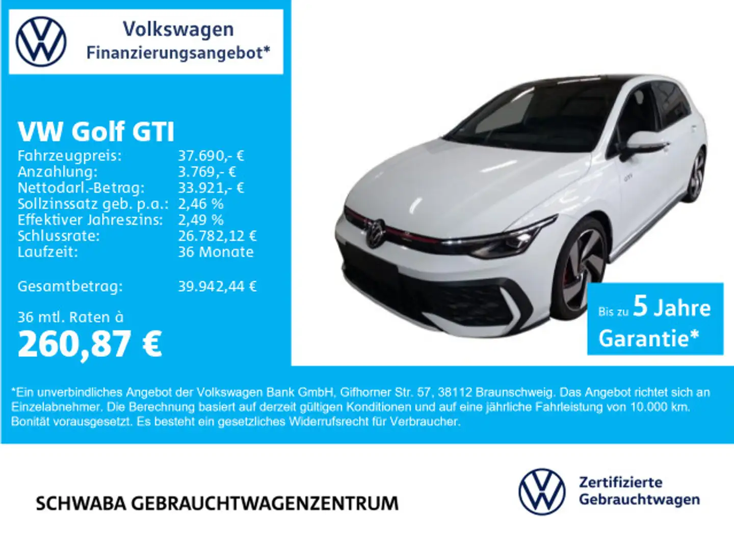 Volkswagen Golf GTI Golf VIII GTI 2.0 TSI DSG *LED*HdUp*ACC*8-fach* Weiß - 1