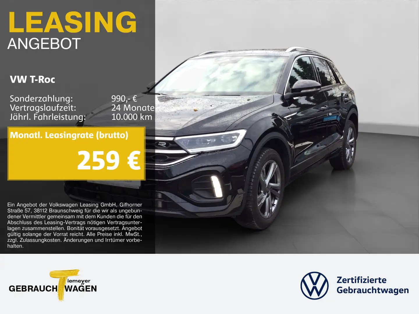 Volkswagen T-Roc 1.5 TSI DSG R-LINE AHK KAMERA NAVI SITZHZ Schwarz - 1
