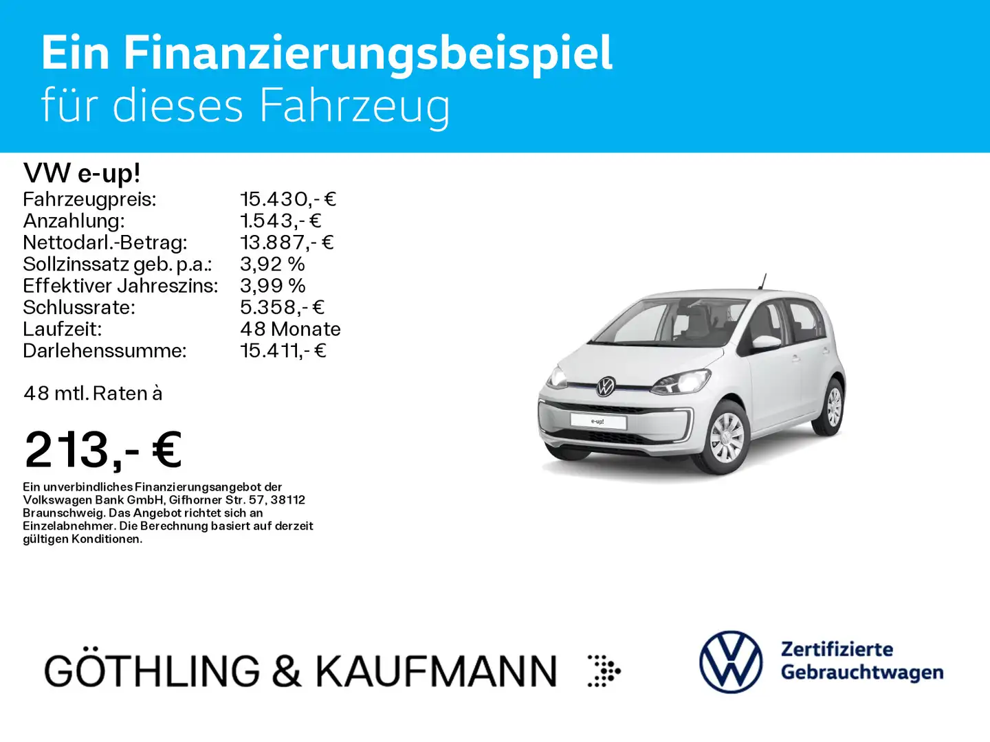 Volkswagen e-up! move up! 61kW*KAM*SHZ*GRA*MFL* Weiß - 2