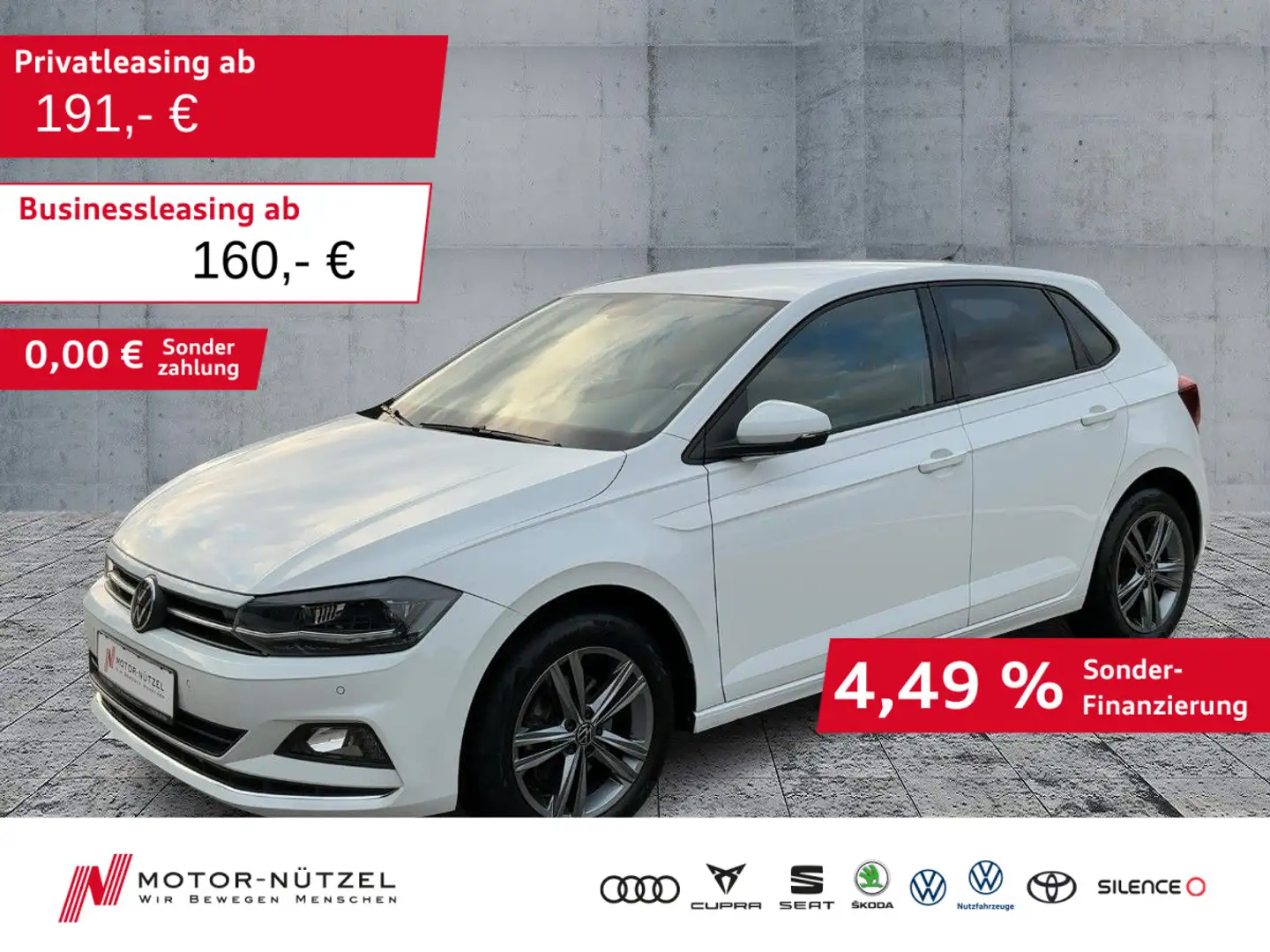Volkswagen Polo 1.0 TSI HIGHLINE LED+NAVI+ACC+SHZ+2xPDC+DAB Weiß - 1