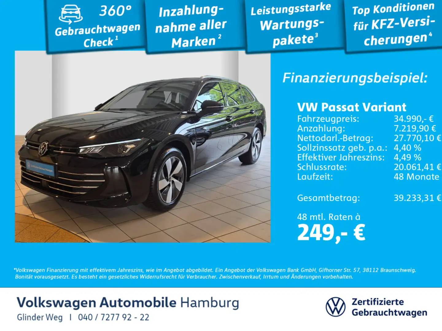 Volkswagen Passat Variant 1.5 eTSI DSG Business PDC Navi Schwarz - 1
