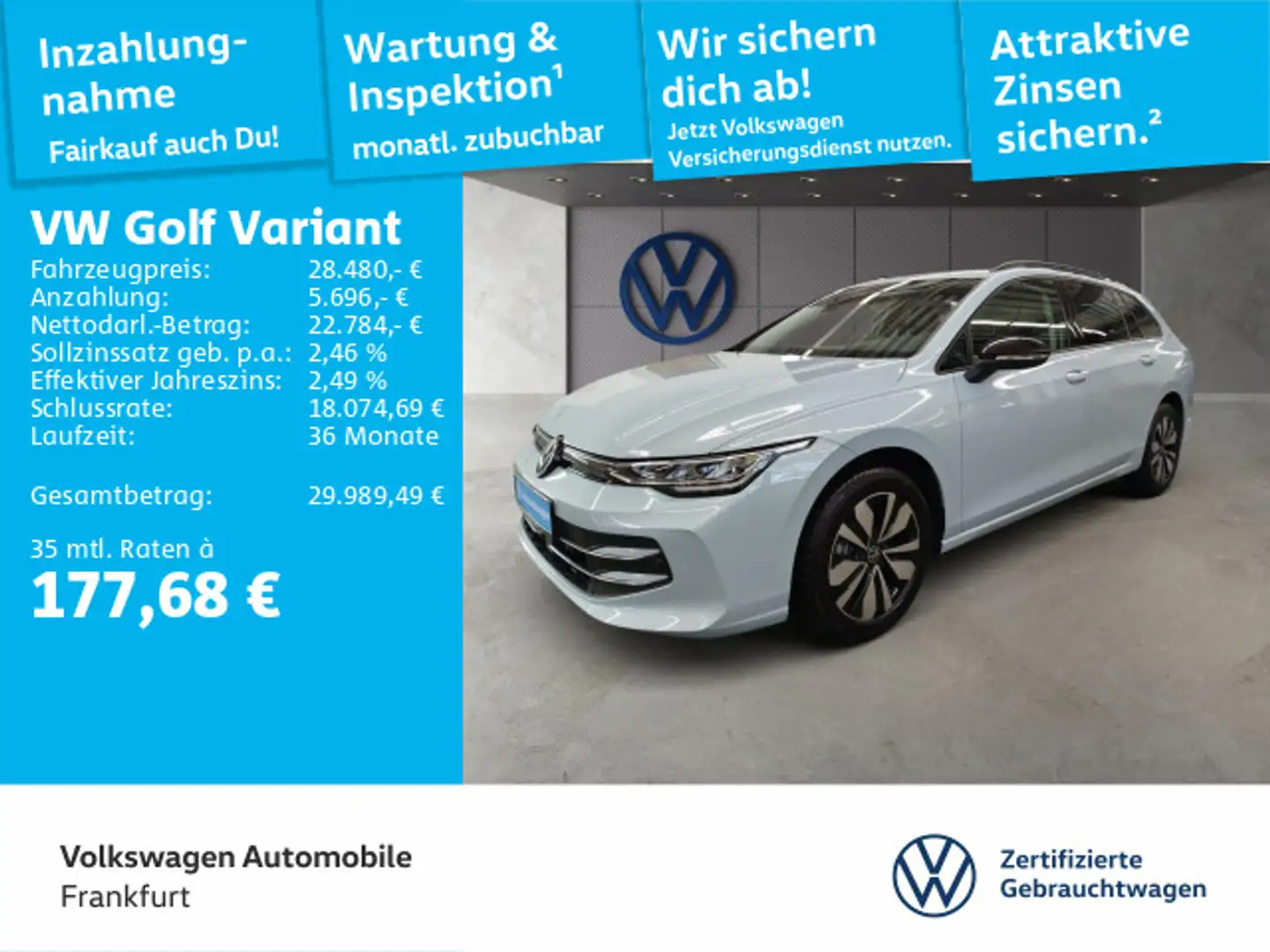 Volkswagen Golf Variant 2.0 TDI Life Navi LED Rückfahrkamer Blau - 1
