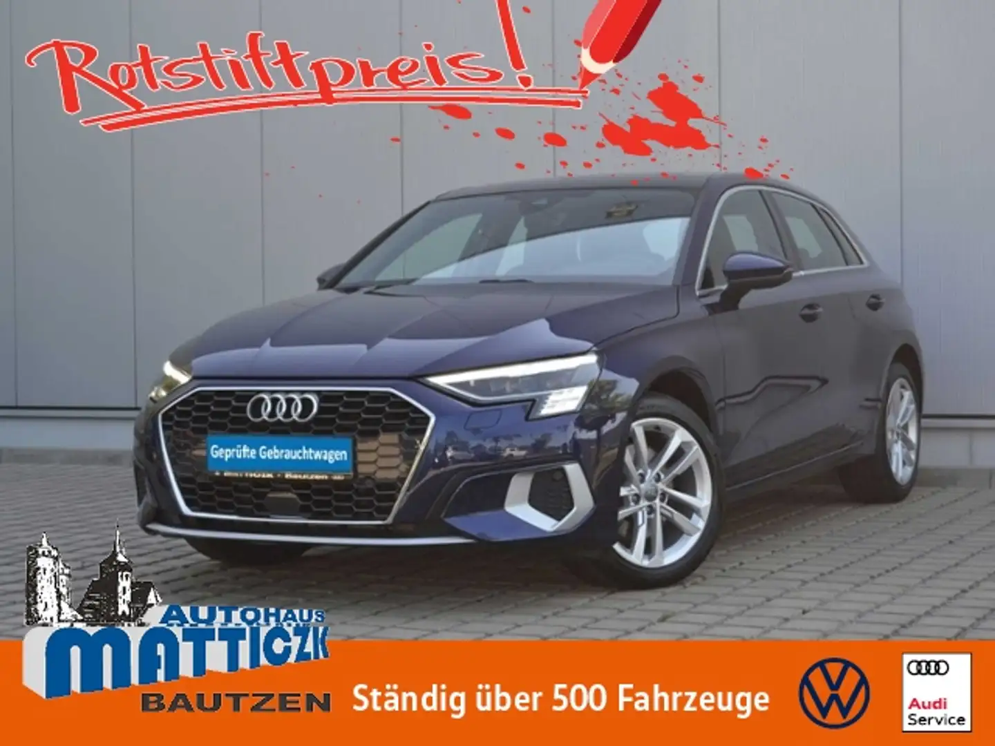 Audi A3 Sportback 35 TDI S-tr. Advanced MATRIX/PANORAMA/N Blau - 1