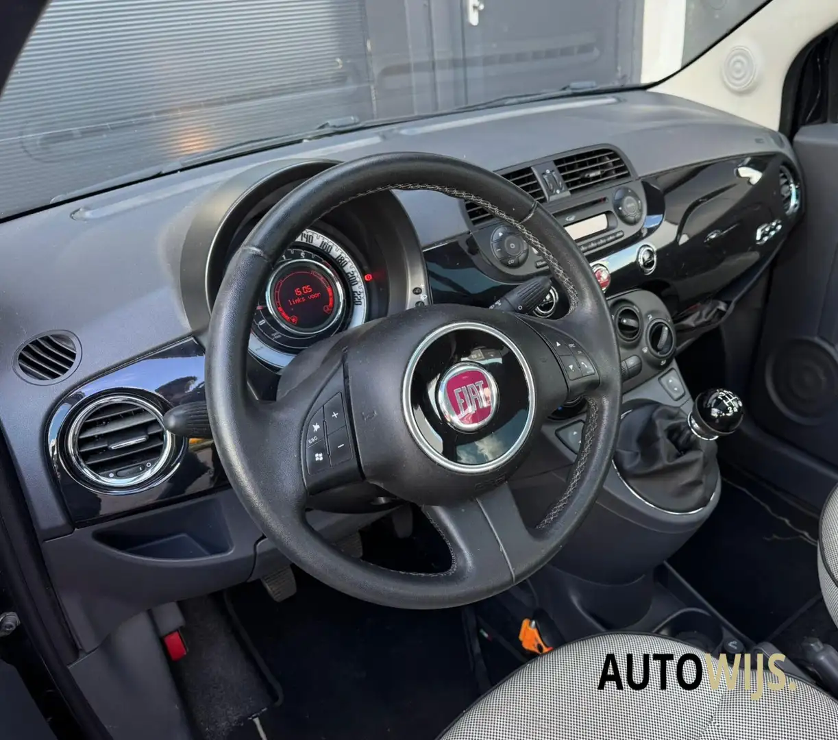 Fiat 500 0.9 TwinAir Lounge|PANO|78DKM|LM-VELG|NL AUTO|AIRC Zwart - 2