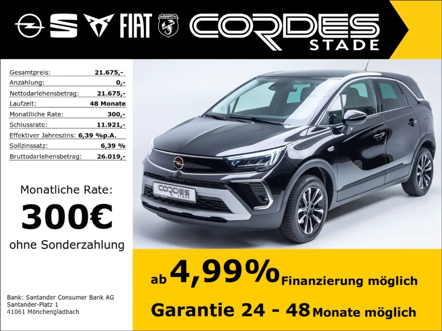Opel Crossland Elegance 1.2 Turbo Automatik AHK PDC (100) Schwarz - 1