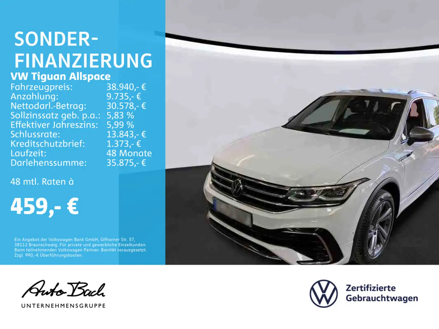 Volkswagen Tiguan Allspace 2.0 TDI DSG R-Line 4Motion, Navi Bianco - 1