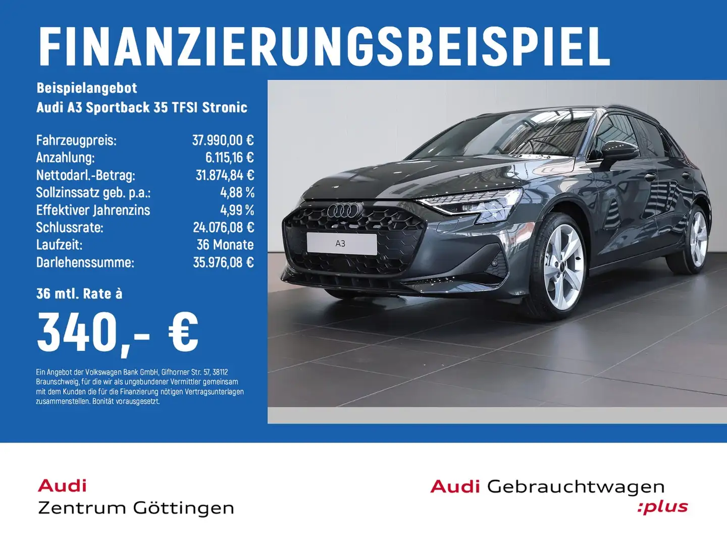 Audi A3 Sportback 35 TFSI Stronic advanced SOUND+LED Grau - 2