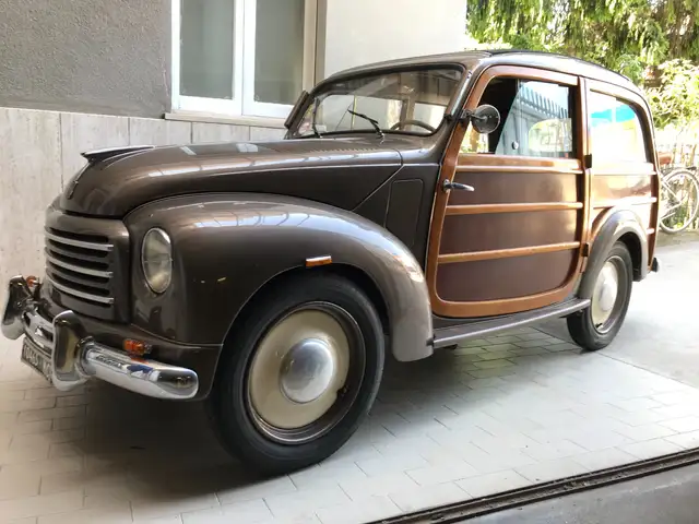 Fiat 500 Topolino belvedere Legno woody  targa oro asi