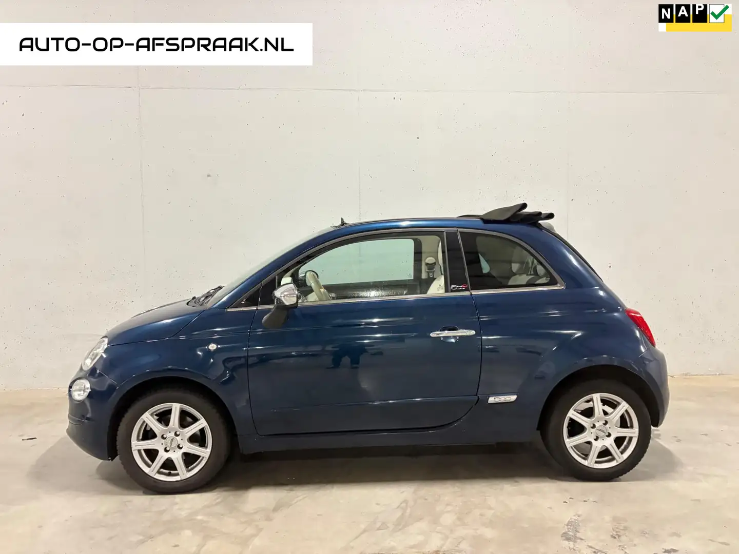 Fiat 500C 0.9 TwinAir Turbo Lounge BTW 21% Cruise Control PD Blauw - 1