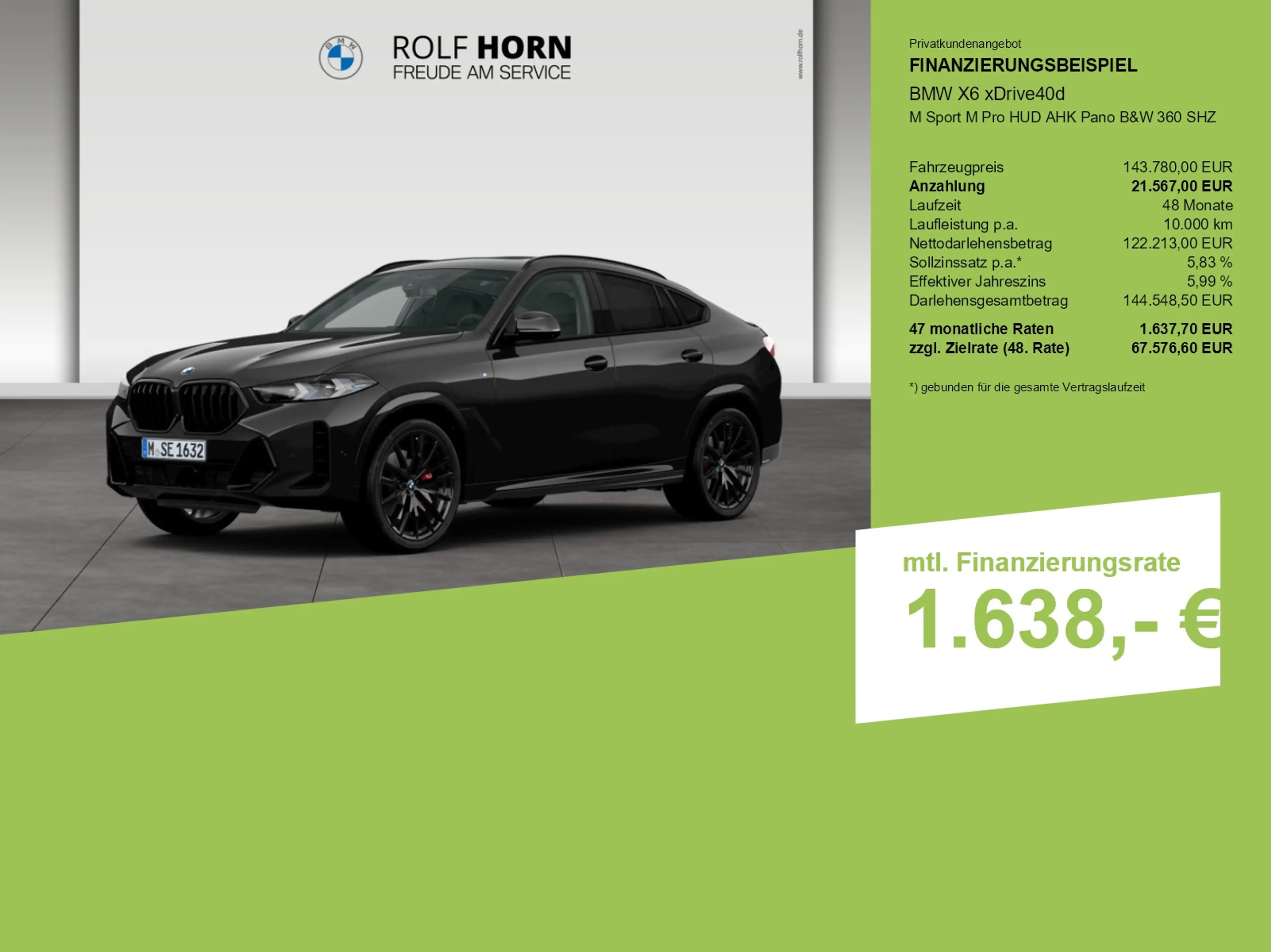 BMW X6 xDrive40d M Sport M Pro HUD AHK Pano B&W 360 SHZ — photo 3