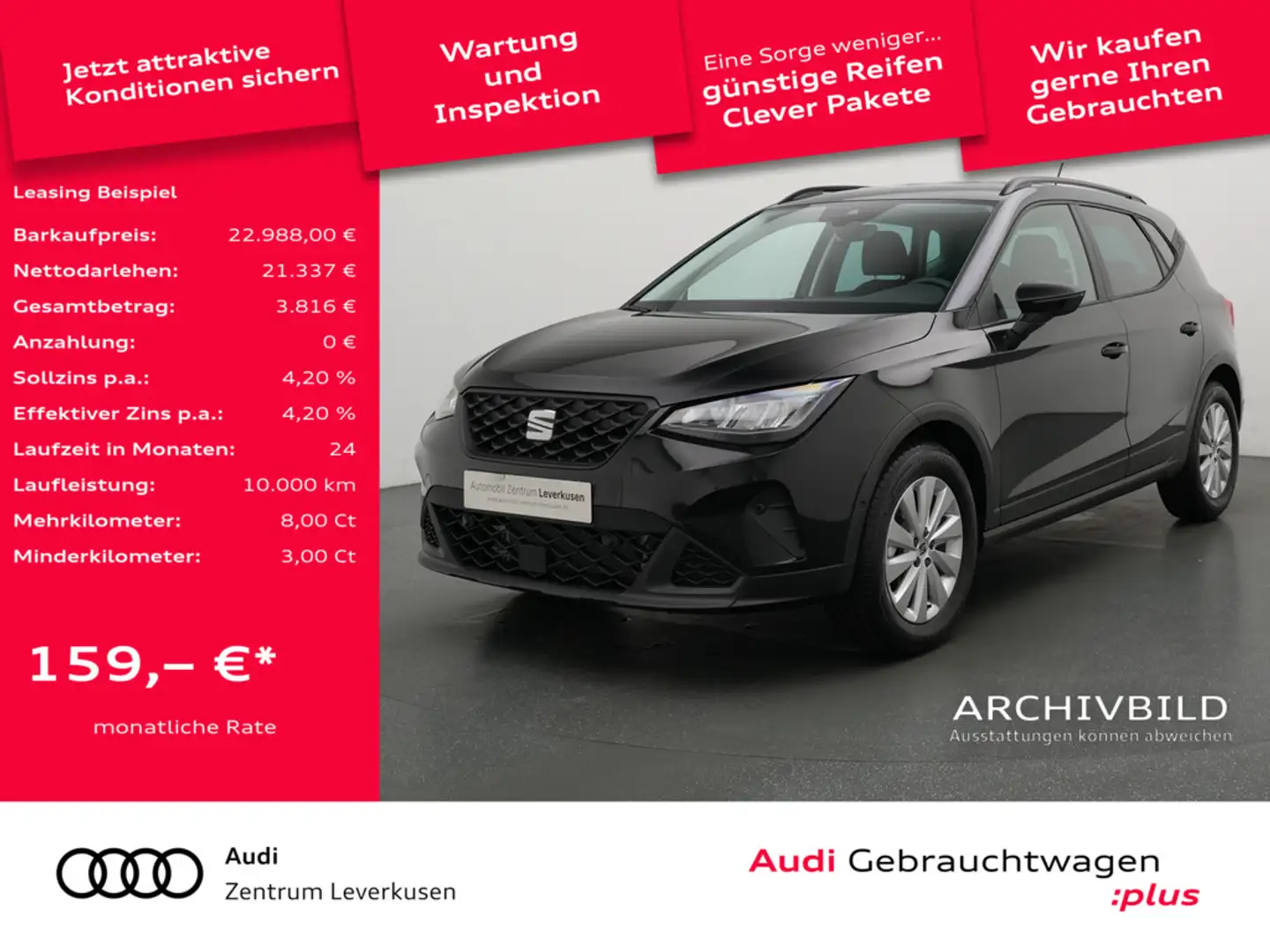 SEAT Arona Style NAVI VIRT ACC KAM SHZ CARPLAY LED Schwarz - 1