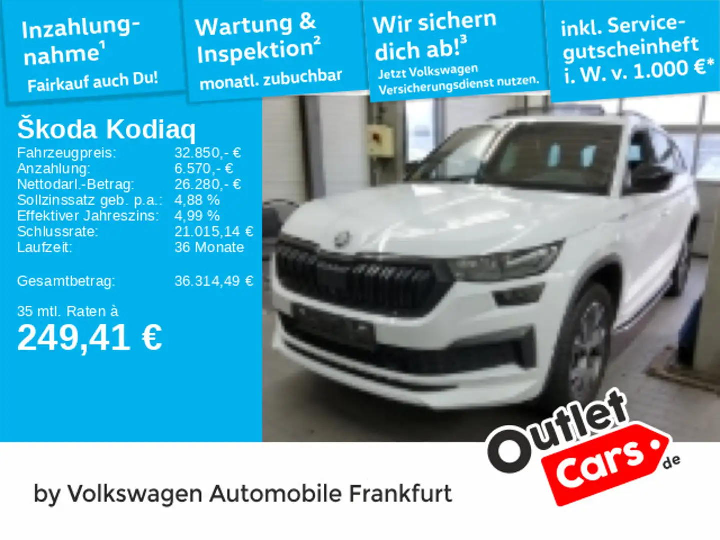 Skoda Kodiaq 2.0 TDI DSG 4x4 Sportline Navi FrontAssis Weiß - 1