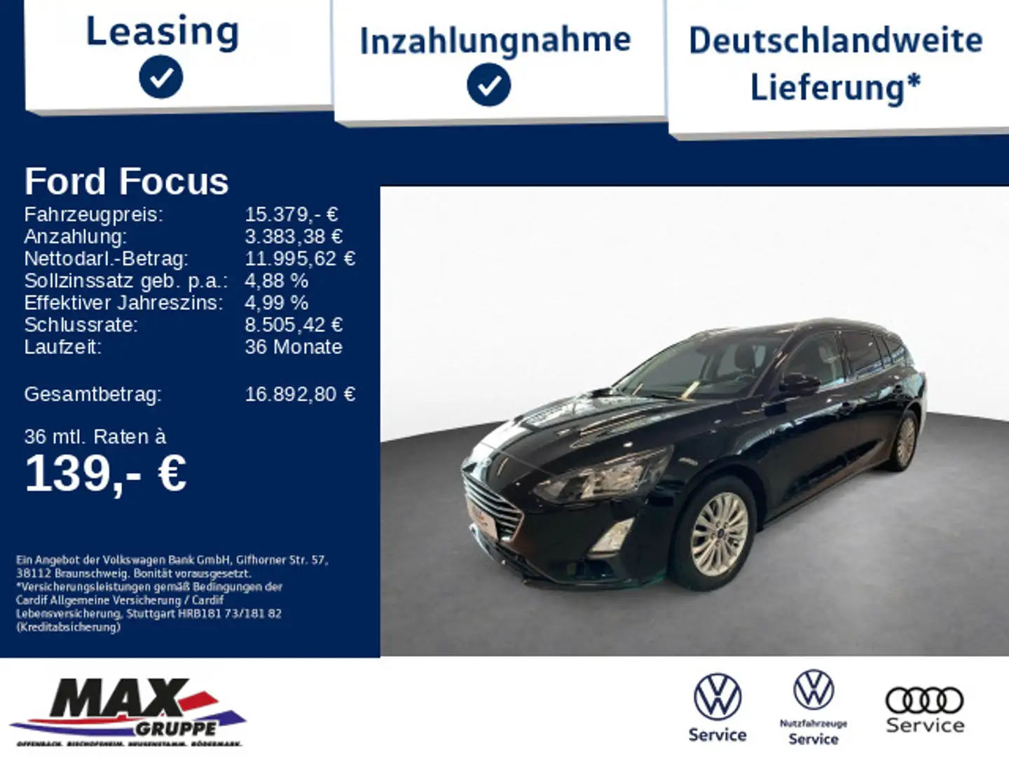 Ford Focus Tunier 1.0 Eco Boost Titanium LED+KAMERA+N Negro - 1