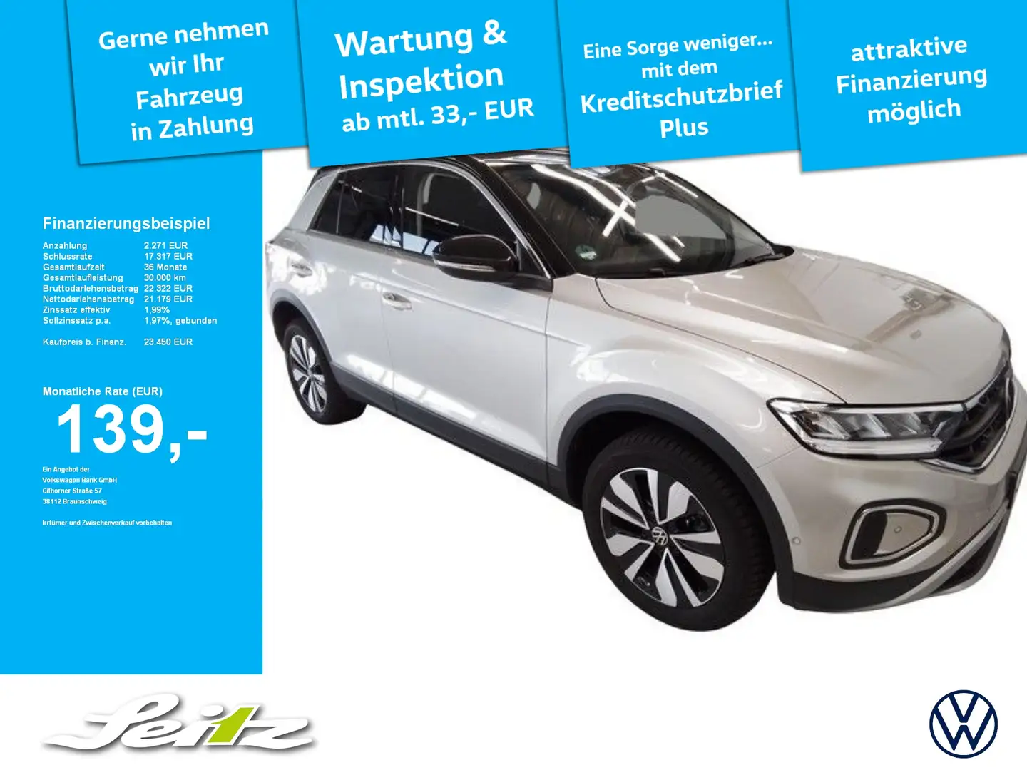 Volkswagen T-Roc 1.0 TSI Move *LED*NAVI*PARKSENSOR*SITZH* Silber - 1